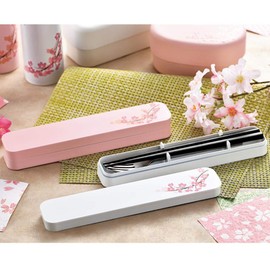 Tatsumiya Cutlery 3-Piece Set, Chopsticks, Spoon, Fork, Pink, Size: Approx. W 8.7 inches (22.2 cm), D4.4 inches (4.4 cm), H2.9, 33313