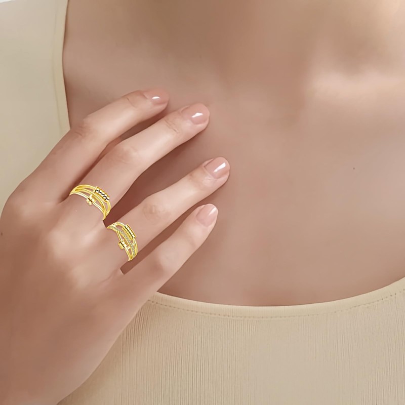 Hasnsofie Silver 925 Anxiety Rings, 2 Pieces 925 Sterling Silver