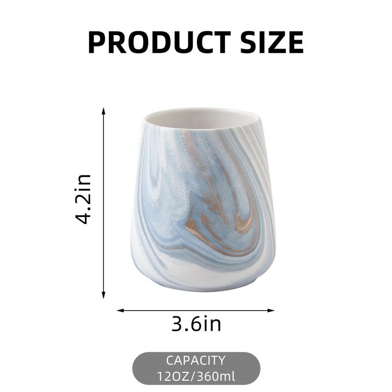 2Pcs Toothbrush Holder for Bathroom - Marble Blue Ceramic Tooth
