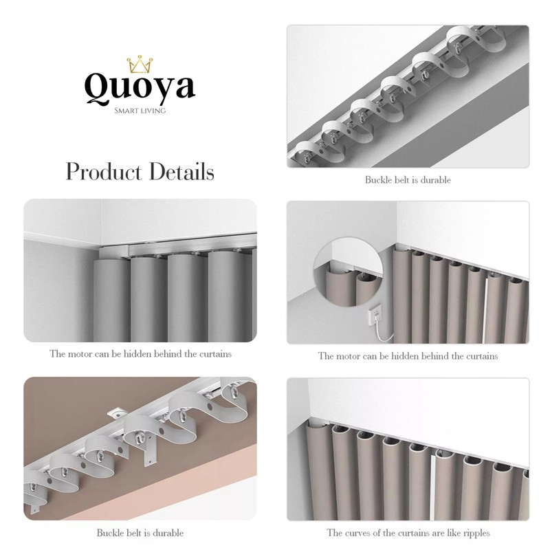 QUOYA Smart Electric Curtain Track Wave Ripple Fold Runners, compatible
