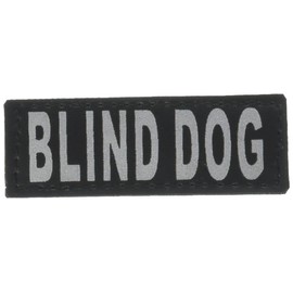 Dogline Blind Dog Vest Patches – Removable Blind Dog Patch 2 Pack with Reflective Printed Letters for Support Therapy Dog Vest Harness Collar Or Leash Size A (1" x 2.75"), X-Small (N0238 -XS)