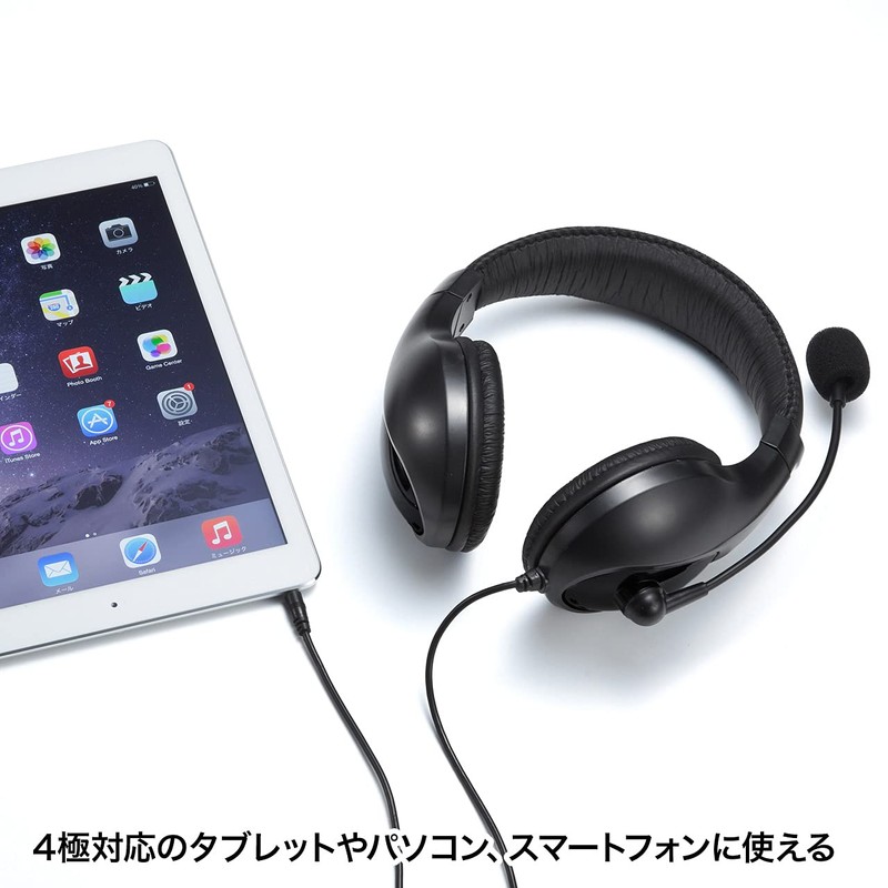 Sanwa Supply MM-HS401BK Headset 3.5mm Mini Plug (4 Poles), Binaural