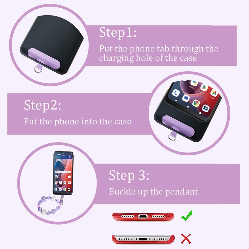 Cute Phone Lanyard Wrist Strap Tether Tab & Plush Pompom