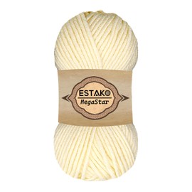 Estako Megastar, 75% acrílico, 25% lana de lana, suave, grueso y voluminoso #5 para ganchillo y tejer 3.5 onzas (100 g) / 120 años (110 m) (60299 - crema)