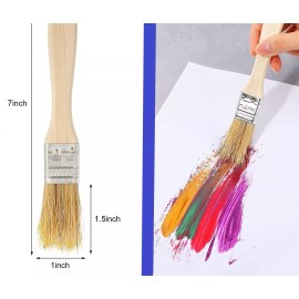 Unbranded Lot of Twelve 1" Paint Brushes Classic Bristle Paint Brushes with Wooden Handles