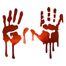 customTAYLOR33 High Intensity Grade Reflective Bloody/Dripping Hands Decals for Helmets, Windscreens, Rear Windows, Bumper Stickers (3 inches Height, Red)