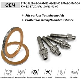 GOLKNHA Titanium Studs Nut Donuts Gaskets Ti Head Pipe Stud Kit for Yamaha Grizzly Raptor Rhino 700 700R OEM# 3YF-14613-01-00 95612-08625-00 95702-08500-00