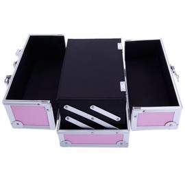 Baisha Makeup Box with Mirror, for Makeup Artist, Crafter, Makeup Tools(9"x6"x6") (Pink)