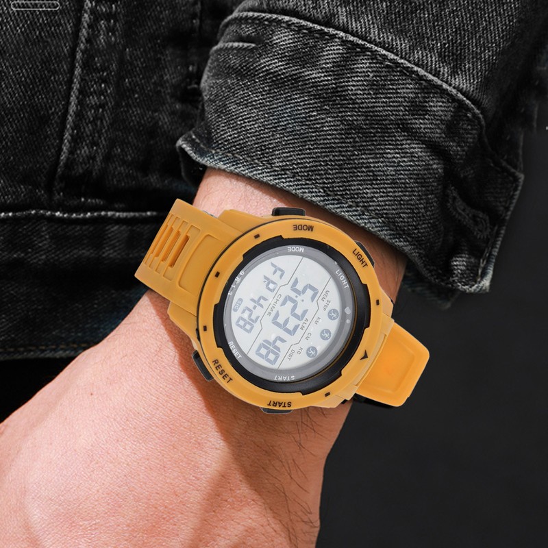 Men Sport Digital Chronograph Rubber Strap Watch Waterproof Outdoor Sporty
