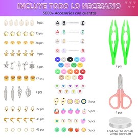 LISAPRO 5000+ Kit para Hacer Pulseras, Cuentas para Pulseras, 18 Colores Kit de Manualidades, Cuentas de Letras y Dijes, para Hacer pulseras y Manualidades, Regalo Creativo Cumpleaños Navidad