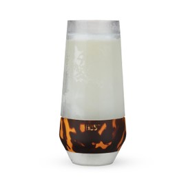 HOST Champagne Freeze Double-Walled Stemless Wine Glasses Freezer Cups with Active Cooling Gel and Insulated Silicone Grip, 9 Oz Plastic Tumblers, Tortoise Brown Set of 1