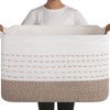 OIAHOMY 108L Extra Large Blanket Basket, 25”x16”x16” Rectangle Woven Cotton