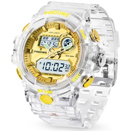 PINIDOUS Womens Watch for Women Teenagers Watch Digital Sports Watch,7 Color LED Light Large Analog Digital Display Waterproof Watch with Alarm Stopwatch Hourly Chime Multi-Function Wrist Watches
