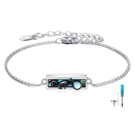 YFN Moon Phase / Tulip / Cat / Moon / Star / Butterfly / Rosette / Brother Bracelet Sterling Silver Moon Jewellery Mother's Day for Mum, Sterling Silver, No gemstone