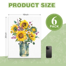 ESRICH Canvas for Painting 16x20 Inch, 6 Pack Canvas Boards for Painting Cotton Primed Acid Free Large Blank Canvas Panels for Oil Paint, Watercolor, Acrylic Paint, Gouache and Tempera.