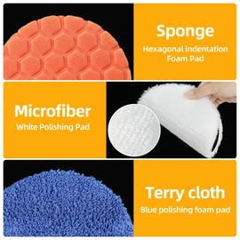 Buffing Polishing Pads, 7Pcs 7 Inch Face for 180mm Backing Plate Compound Buffing Sponge Pads Cutting Polishing Pad Kit for Car Buffer Polisher Compounding, Polishing and Waxing
