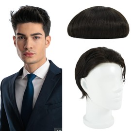 Zakya Mens Hair System 8x10 Inch Hair System for Men Real Human Hair 0.03mm Invisible Scalp Base Skin-Close Hairline Mens Toupee Off Black 1B#