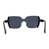Womens Shield Rimless Oversize Butterfly Diva Sunglasses Black Carbon Print