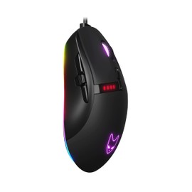 Oversteel - Invar USB Gaming Mouse, 12400 DPI Adjustable, 9 Programmable Buttons, 10 RGB Lighting Modes, Ultra Lightweight, Ergonomic Optical Sensor, PC/Mac, Black Color
