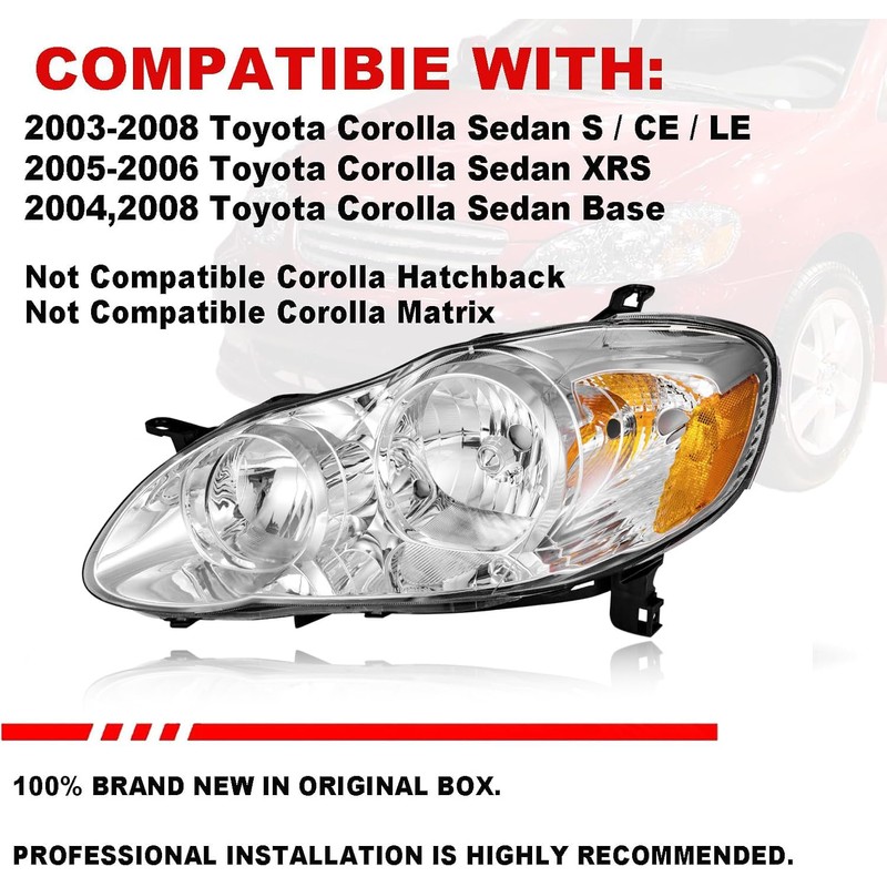 Headlights Assembly Pair for 2003 2004 2005 2006 2007 2008