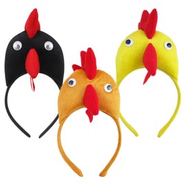 Zerodeko Pack of 3 Chicken Headbands, Chick Headband, Rooster Animal Headband for Children and Adults, Birthday Party Accessories, Random Colour