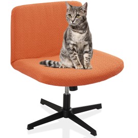 Fuloon Armless Chair Slipcover, Waterproof Criss Cross Chair Cover, Office Desk Chair Covers, Mid Back Wide Seat Accent Chair Covers for Computer Task Vanity Chairs(T -Shaped Jacquard, Orange)