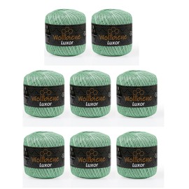 Wollbiene Luxor Crochet Yarn, Fillet Yarn, 8 x 50 g, 100% Mercerised Cotton, 400 g, Crochet Wool, Knitting Wool (Green 39)