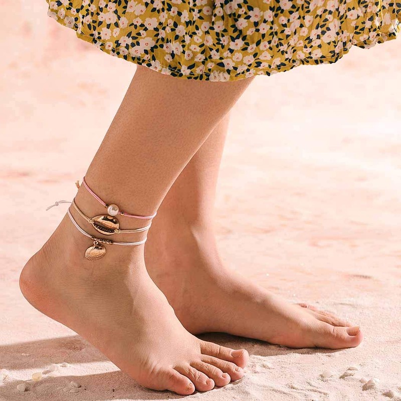 Chicque Bohemian Pearl Shell Anklet Set Scallop Bead Foot Accessories