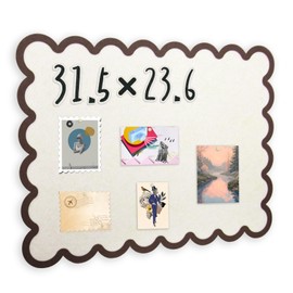 Aitakatta Scalloped Felt Bulletin Board, Self-Adhesive Cork Board Alternative, 31x24 Inches Foldable Bulletin Boards for Wall, Decorative Pin Board Vision Board for Home Office School (Beige-F,6080)