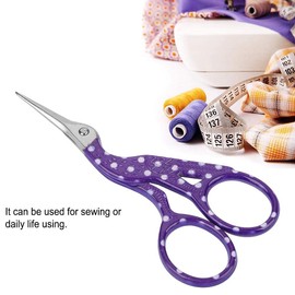 Embroidery Scissors, Classic Stork Scissors Stainless Steel Sharp Tip Scissor for Embroidery Craft Needle Work Art Work Everyday Use 3.6 x 1.7in(Point White Purple)