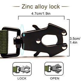 ETIAL Tactical Dog Leash Heavy Duty, 2FT Shock Absorbing Bungee Dog Leash with Metal Carabiner Clip & Car Seat Belt Buckle, Frog Clip Dog Leash for Medium Large Dogs Training Walking (Green)