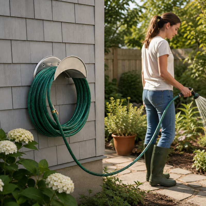 Wall Mount Garden Hose Holder for Outdoor Storage - Heavy