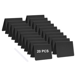 PATIKIL 4" x 3" Tabletop Chalkboard Signs, 20 Pcs Small Chalkboard Signs V Shape Table Food Labels with 1 White Pen for Parties Weddings Buffet Birthday Bakery, Black