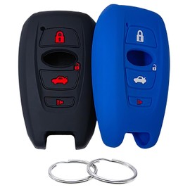 REPROTECTING Silicone Rubber Key Fob Cover Compatible with Subaru Ascent BRZ Crosstrek Forester Impreza Legacy Outback WRX WRX STI XV Crosstrek Black/Blue (2014-2025)