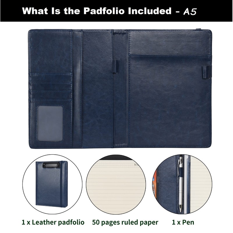 Wonderpool A5 Faux Leather Clipboard Partfolio Recipe Binder Notepad Forms