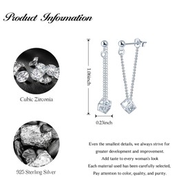 CONILOK Zircon Cube Earrings Silver 925 Stud Earrings Silver Women's Jewellery Earring Gifts for Women Girls Girlfriend Mother Birthday Wedding Christmas Day Valentine's Day, Silver, Cubic Zirconia