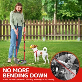 Ormalla Pooper Scooper for Dogs, Sturdy Stainless Steel Dog Poop Scooper for Large Medium Small Dogs, Detachable Metal Rake & Tray Set for Yard, Grass, Dirt or Gravel (Red)