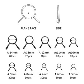 YIXISI 250 PCS 5-14 mm Fuel Hose Spring Clamps, Fuel Line Hose Clips, Tubing Spring Clamps, Single Wire Tubing Spring Clips Clamps, for Motorcycle Scooter ATV (10 Sizes, Black)