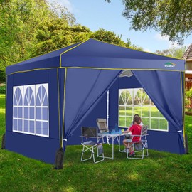 COBIZI Pop Up Canopy 10x10 Canopy with 4 Removable Sidewalls, Canopy Tent for Parties Waterproof Wedding Event Canopy,Instant Outdoor Gazebos with Church Window,Carry Bag,4 Stakes,Ropes & Sandbags