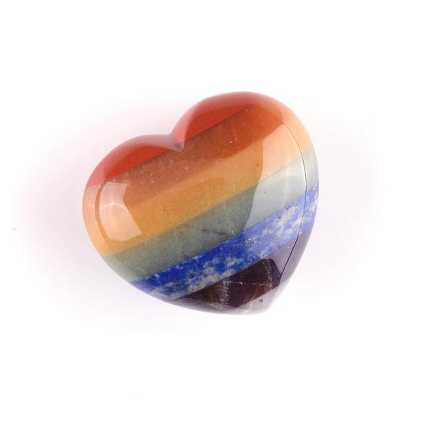 CrystalTears 7 Chakra Crystal Puff Heart Worry Stone Natural Healing Crystal Palm Worry Stone Healing Crystal Gift for Women Meditation Home Decoration Christmas Valentines Day