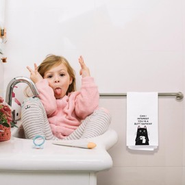 VIIJJUE Funny Black Cat Bathroom Hand Towels, Can I Insert You in a Butt Napkin Hand Towels for Bathroom Decor, 16x24 Inch