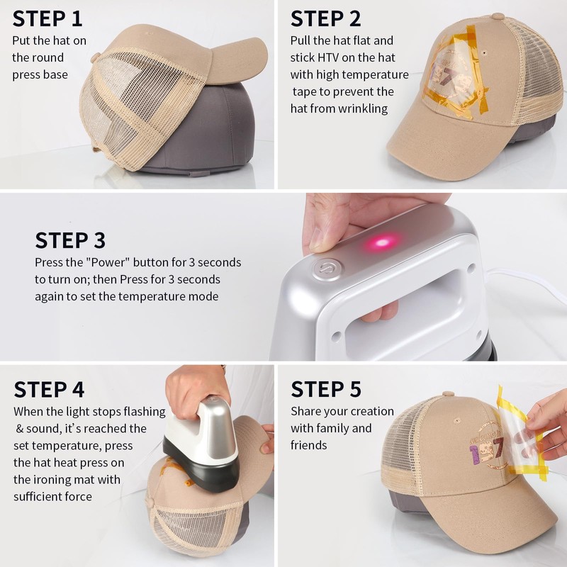 UOKRR Hat Press, Mini Hat Heat Press Machine for Caps
