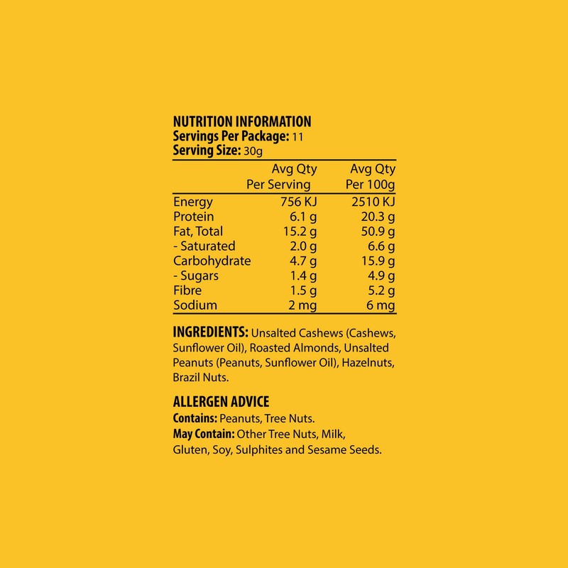 J.C.'S QUALITY FOODS Premium Unsalted Mixed Nuts, 350 g