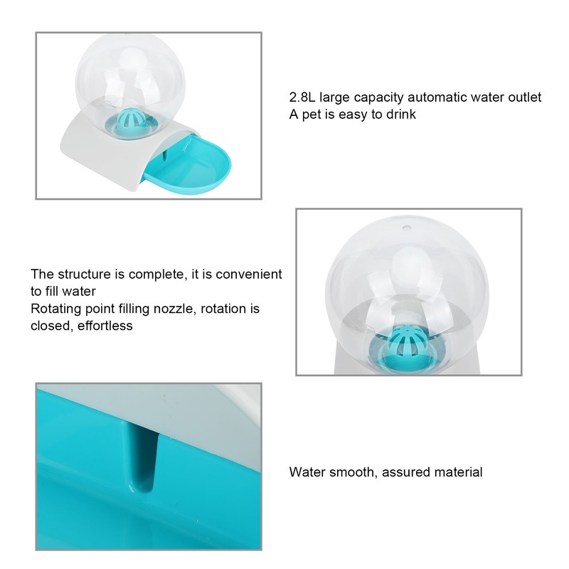 2.8L Pet Gravity Waterer Dispenser Automatic Water Drinking Fountain for