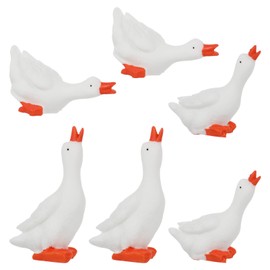 SEWACC 6Pcs Mini Goose Figurines White Goose Statues Resin Animal Figurine for DIY Dollhouse Micro Landscape Ornaments