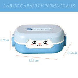 WYGLHLF Bento Lunch Box, with Cutlery Set Portable Lunchbox, 700ML Leak-proof 2 Compartment Lunch Box, Microwave/Dishwasher/Freezer Safe, BPA Free Reusable Snack Container (Blue)