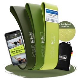 Wild Instincts® Booty Band Set of 3 Fabric for Buttocks and Legs / 8 cm Wide / Fitness Bands Set with WebApp / Mini Band Fitness/Loop Band Fitness/Booty Workout Band/Resistance Bands Fabric