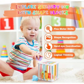 Baby Toys 6 to12 Months, 7 in-1 Montessori Toy for 6-9-12-18 Month Old with Pull String Toy, Sensory Bin Toys, Stacking Baby Blocks & Soft Infant Ring & Sensory Ball, Stacking Cups for Toddler 1-3Gift