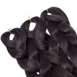 Silk-co Ombre Braiding Tones Hair Synthetic Braid Hair Extensions Afro Jumbo Braids 3 Bundles 41" [495g, Dark Brown]