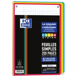 OXFORD Color System A4 Sheets, 200 Pages, Large Squares, 5 Colours, Assorted Frame Colours